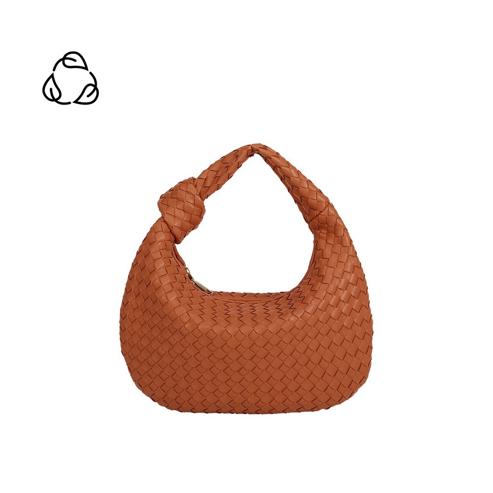 Melie Bianco Woven Hobo Bag in Cognac Brown